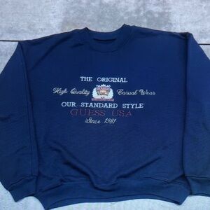 Guess Men's Dark Blue Crewneck Sweater